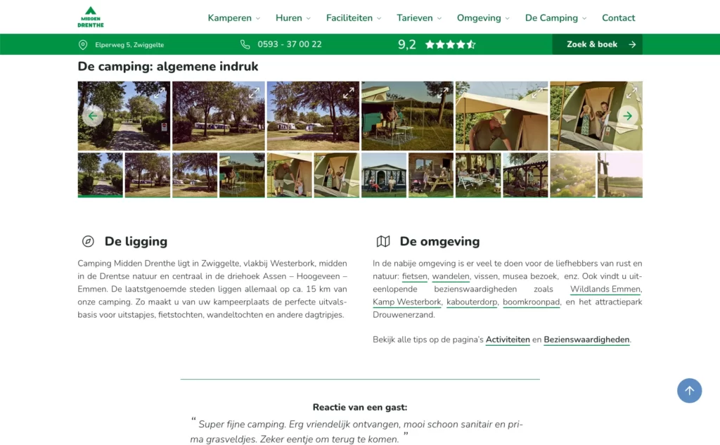 Tekst en galerijen op de website van Camping Midden Drenthe