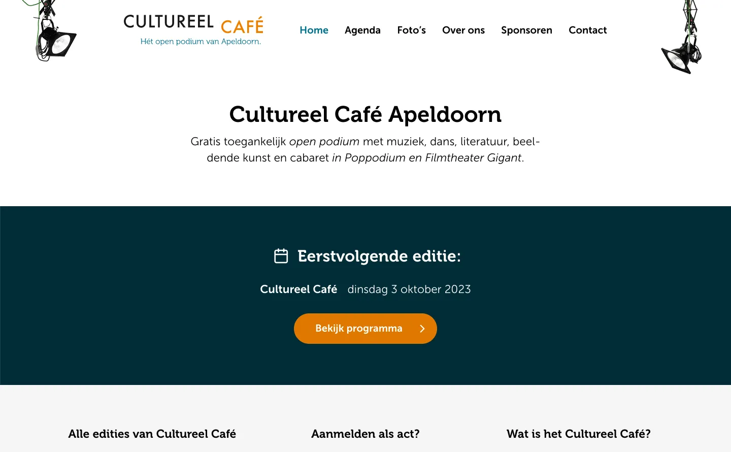 Website van Cultureel Café Apeldoorn