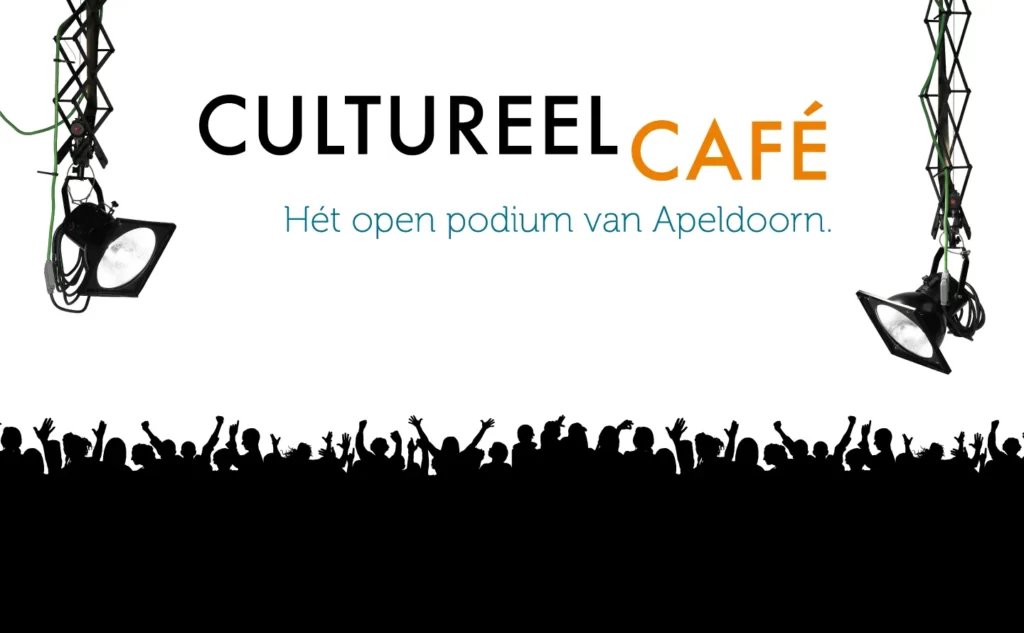 Het logo van Cultureel Café Apeldoorn met ondersteunende elementen
