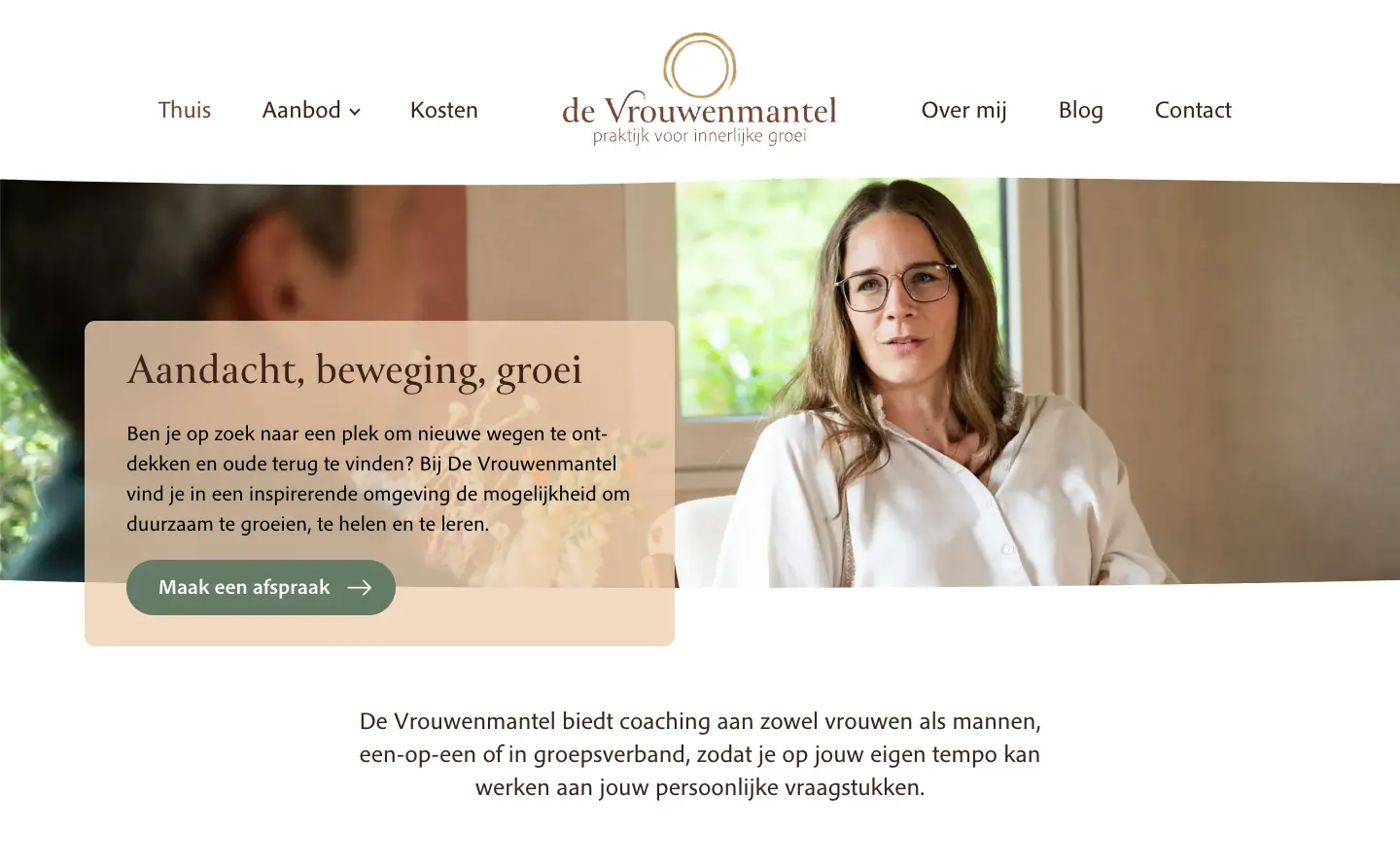 De homepagina van de Vrouwenmantel
