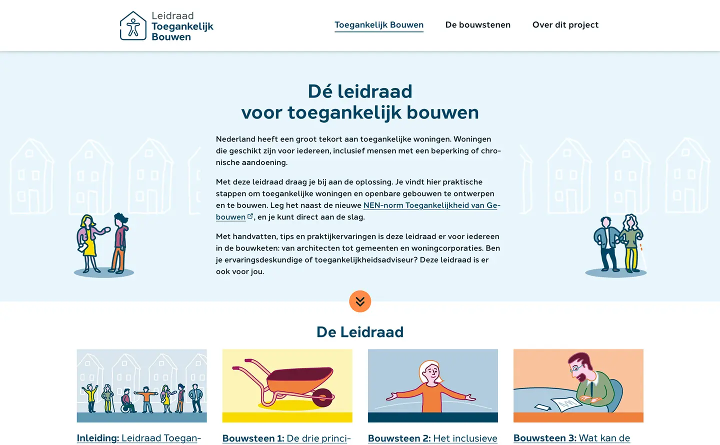 De homepagina van de Leidraad Toegankelijk Bouwen