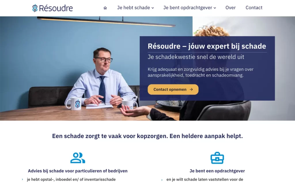De homepagina van Résoudre