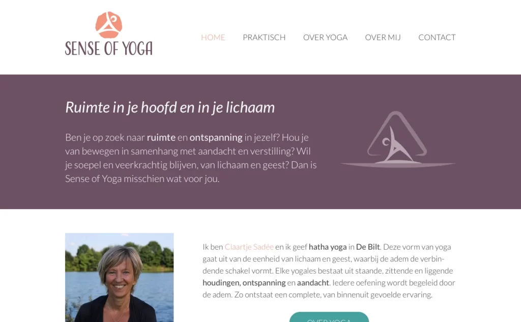 Website van Sense of Yoga