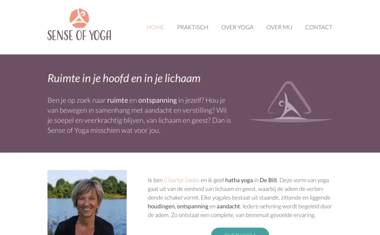 Website van Sense of Yoga