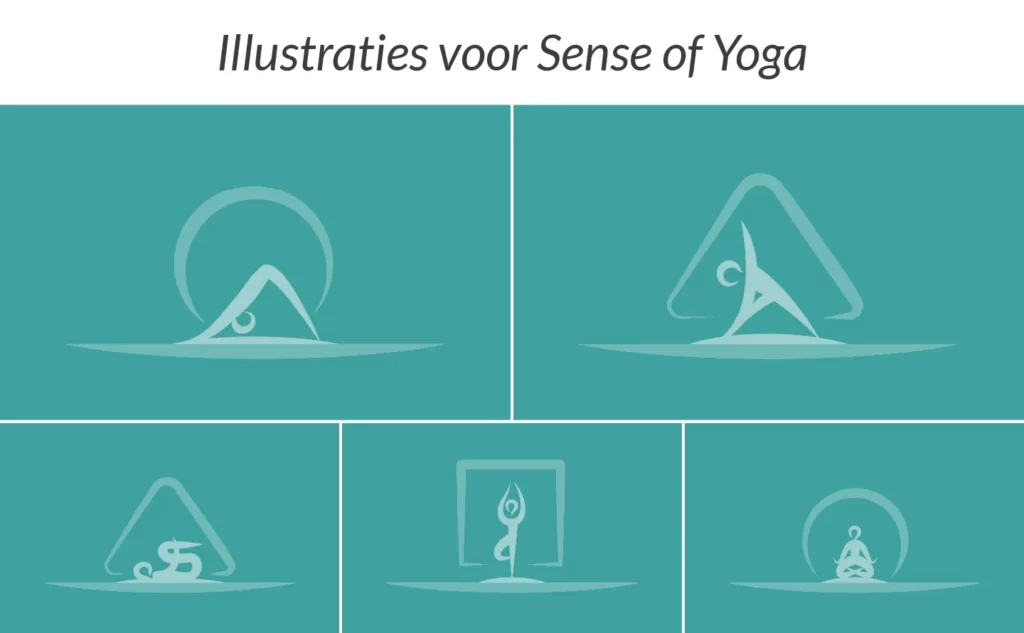 Maatwerk illustraties voor de huisstijl van Sense of Yoga