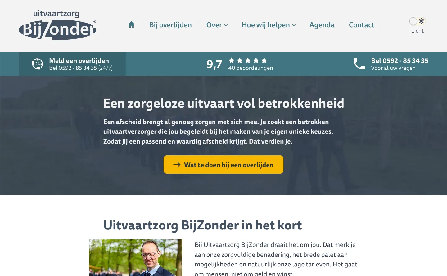De website van Uitvaartzorg BijZonder